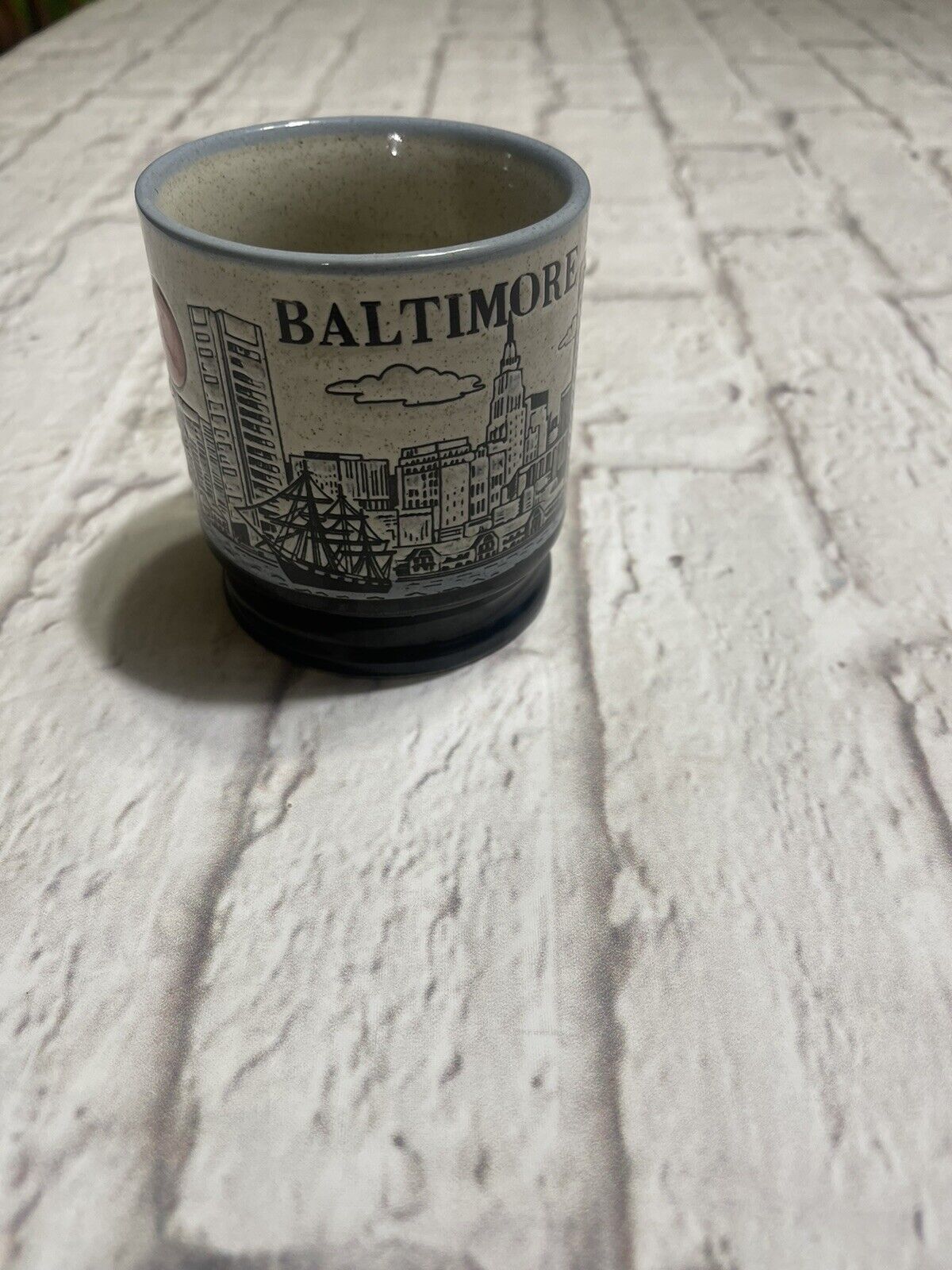 VTG Baltimore Inner Harbor Otigiri Coffee Tea Mug Speckled Embossed 