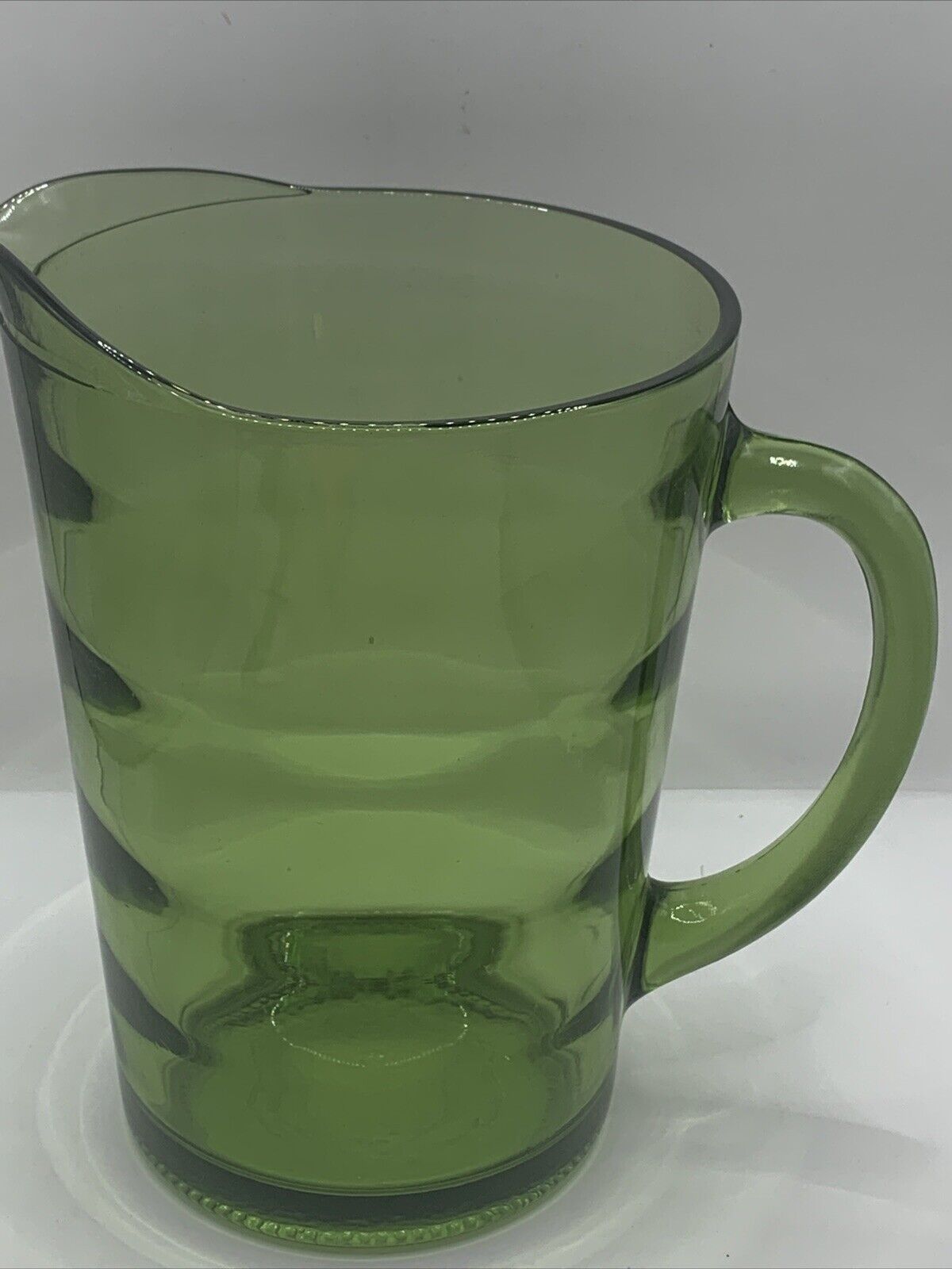 Vintage Very Heavy Olive  GREEN  Glass Drinking/Water Pitcher Large