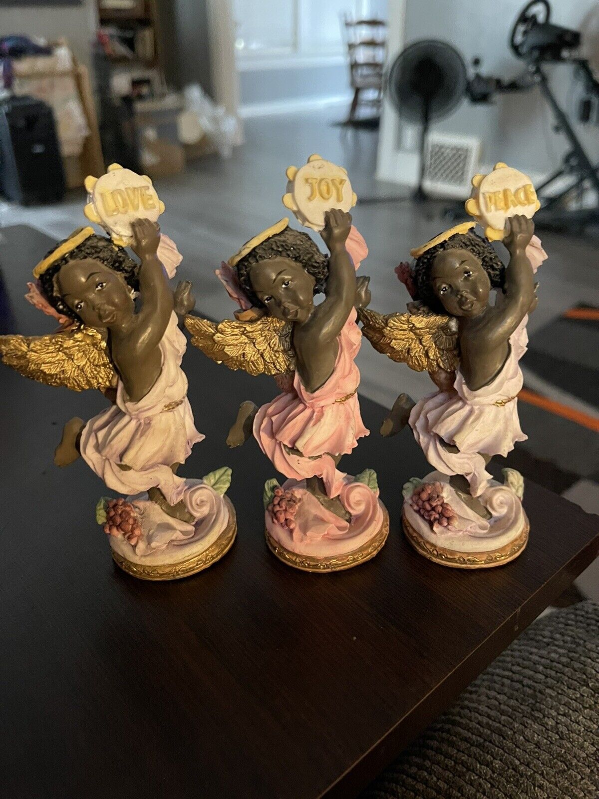 Vintage Young’s Inc African American Angel Figurines Love Joy Peace 