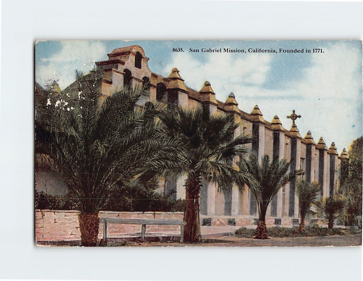 Postcard San Gabriel Mission California USA