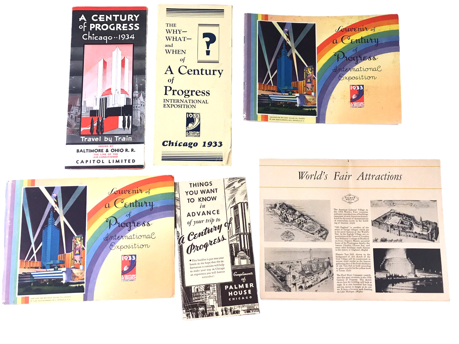 1933 CHICAGO Worlds Fair A Century Of Progress Souvenir Guides Paper Epherma