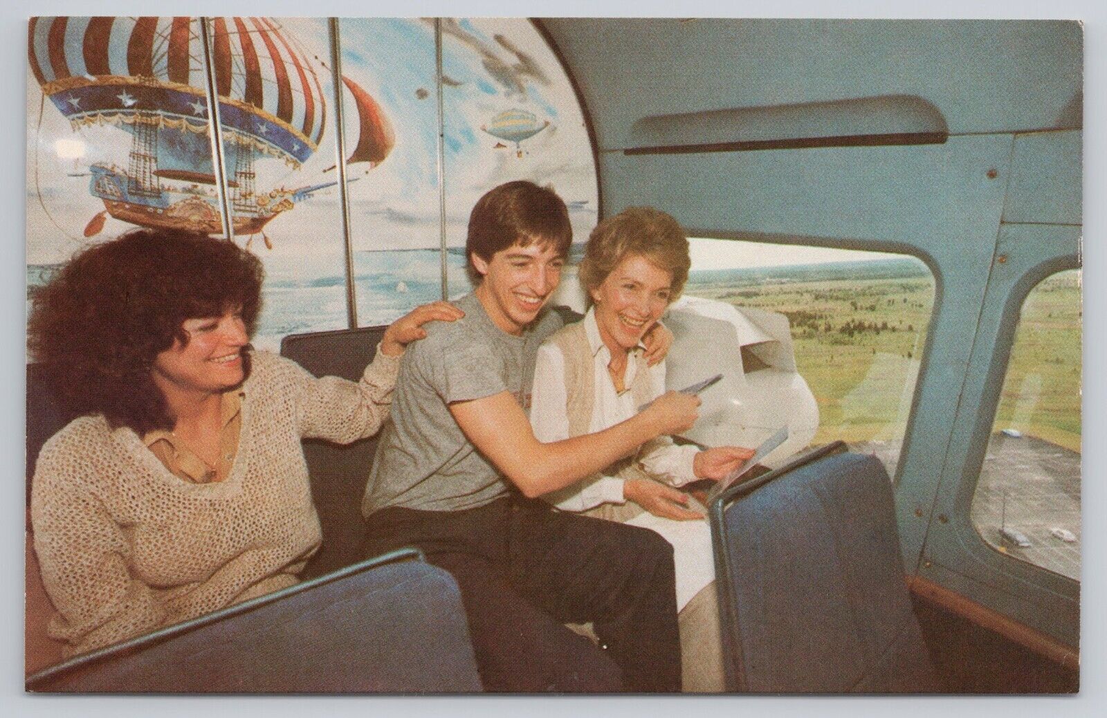 Postcard First Lady Nancy Regan & Son Onboard the Goodyear Blimp