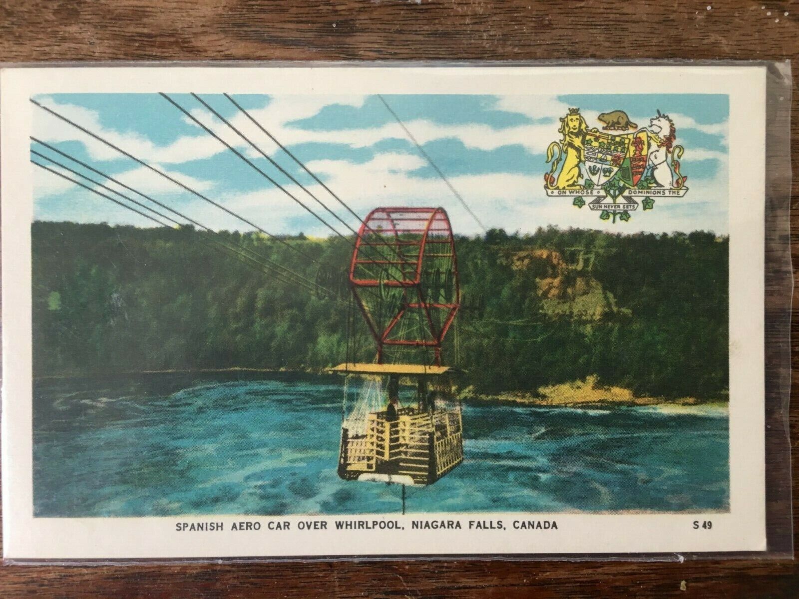 Spanish Aero Car Over Whirlpool Niagara Falls New York Vintage Post Card Leslie