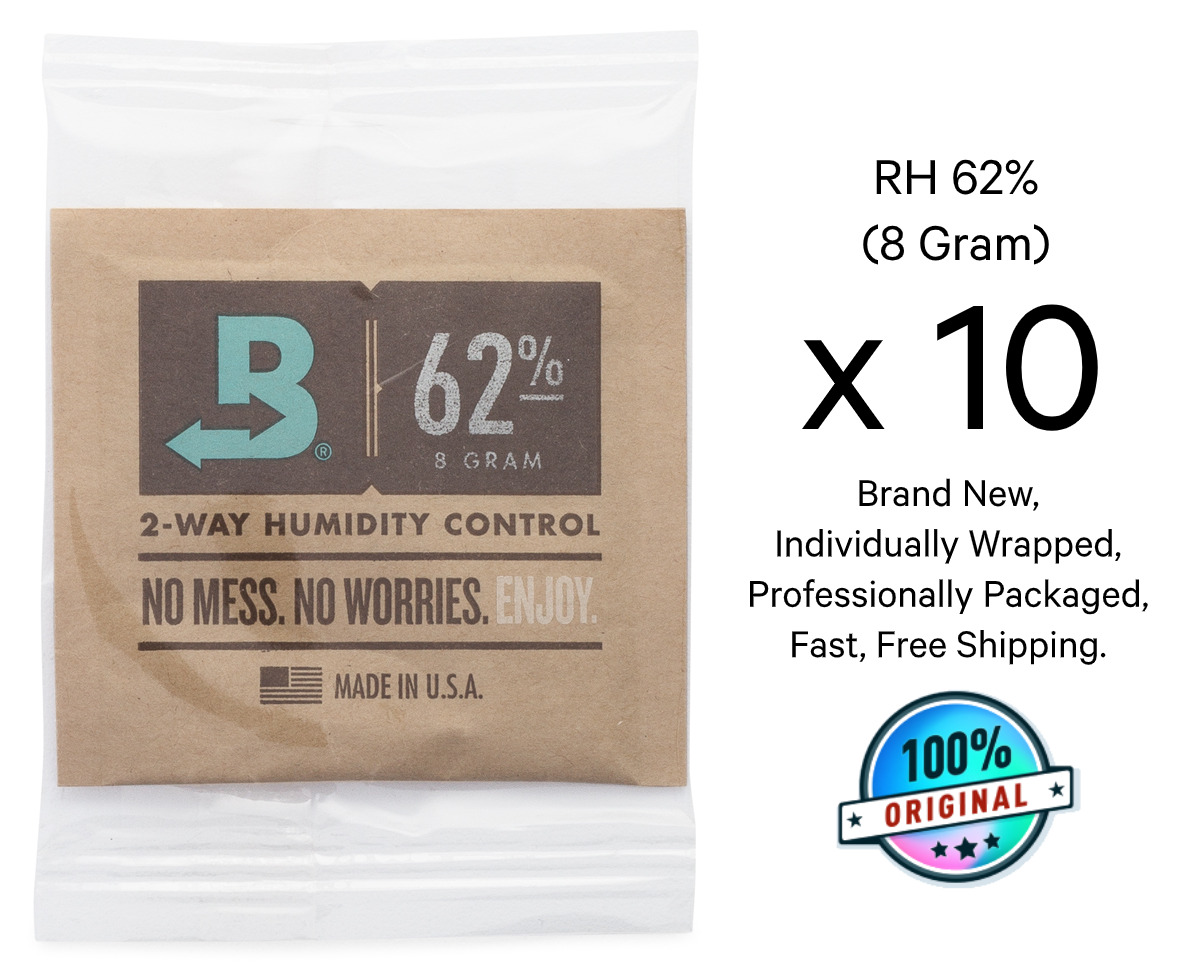 10-Pack Boveda 62% 8 Gram RH 2-Way Humidity Control | Over-Wrapped+Free Shipping