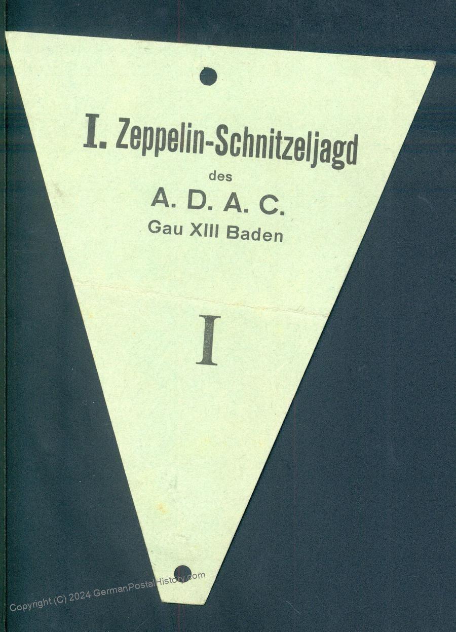 Germany 1st Zeppelin Schnitzel Hunt ADAC Gau Baden Award Beuerle Estate S 111679