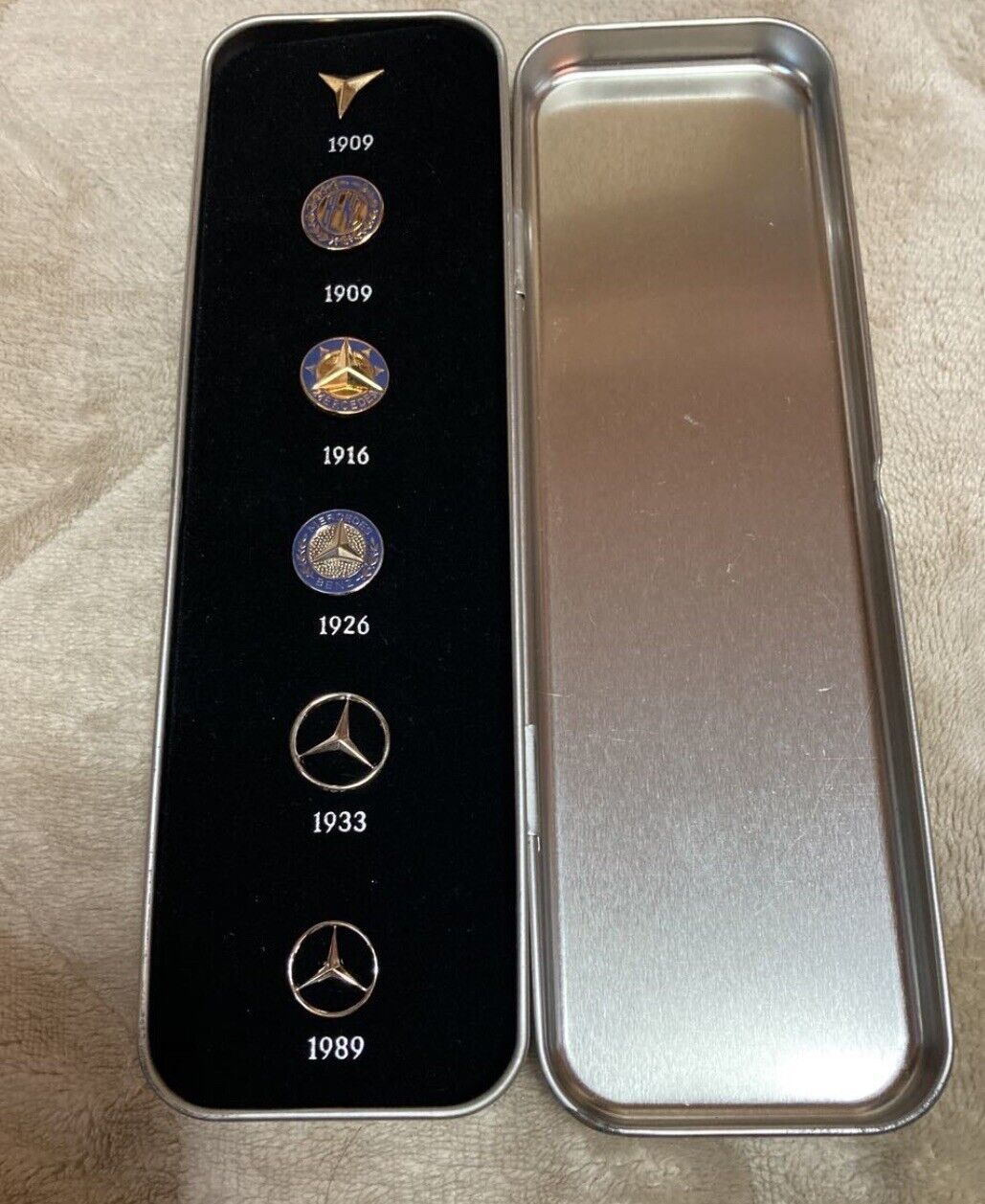 Mercedes-Benz Official Logo 80 Year Anniversary 1909-1989 Set 6 Pins Collectible