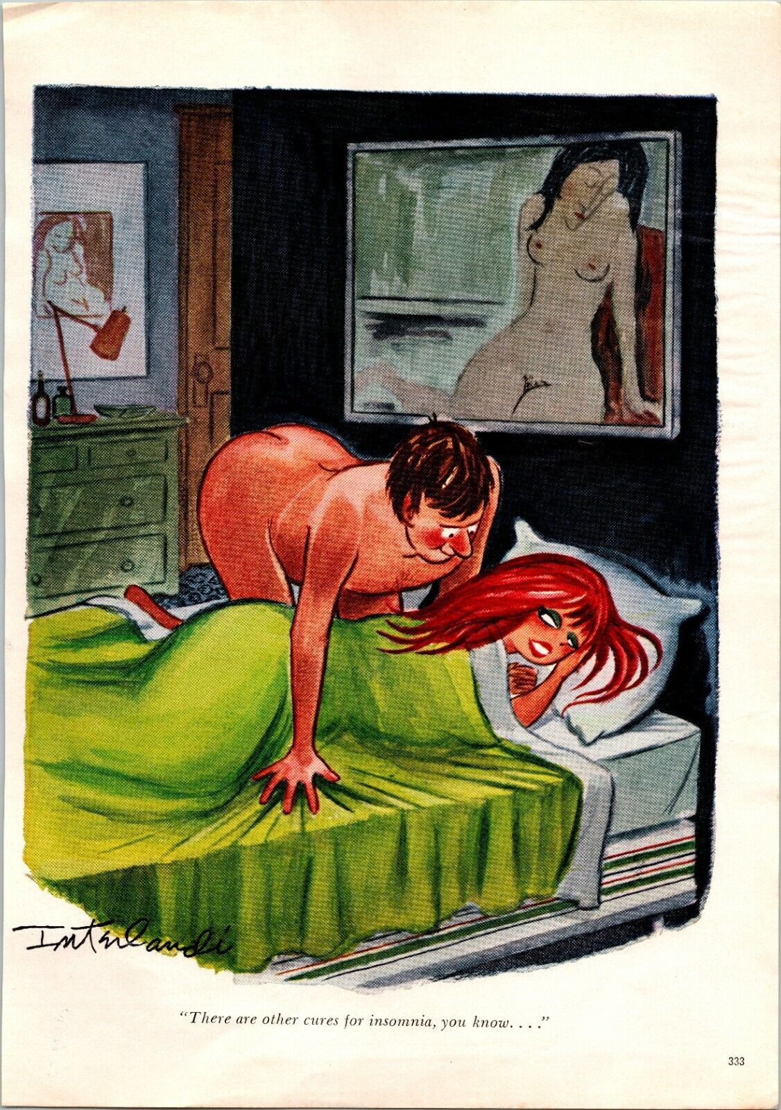 Ephemera, Playboy, Cartoon, Phil Interlandi, Couple, Sleeping, CIRCA 1950s