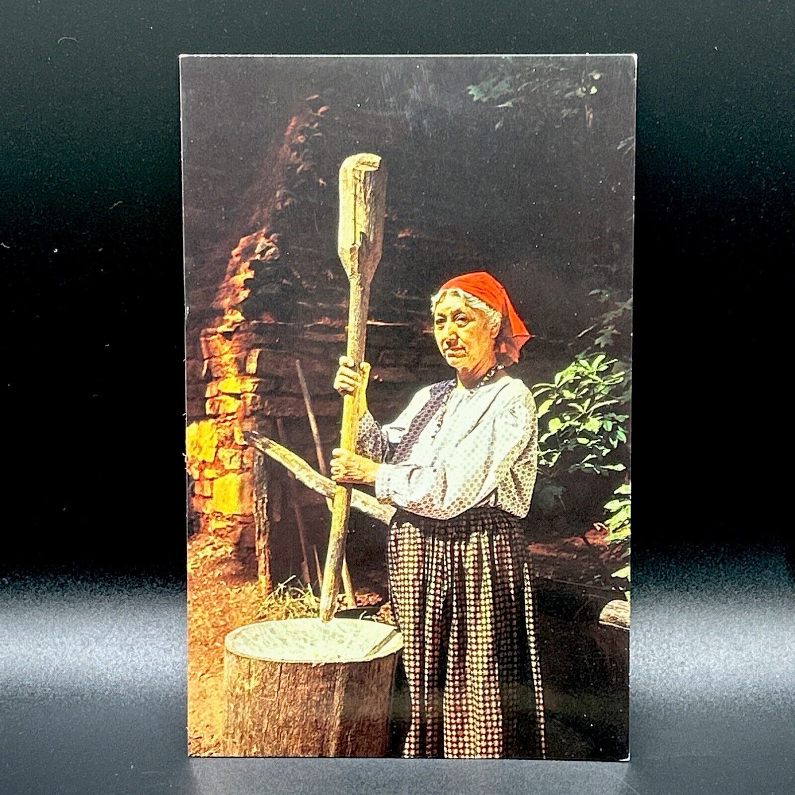 Vintage Native American PostcardPounding Cornmeal’