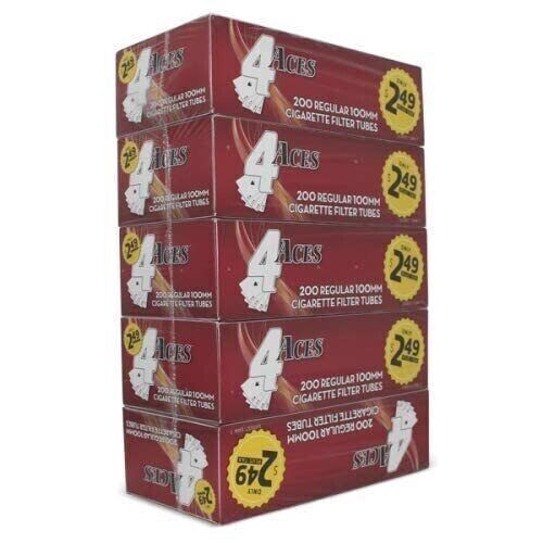 4 Aces Regular 100's RYO Cigarette Tubes 200ct Box (5 - Boxes)