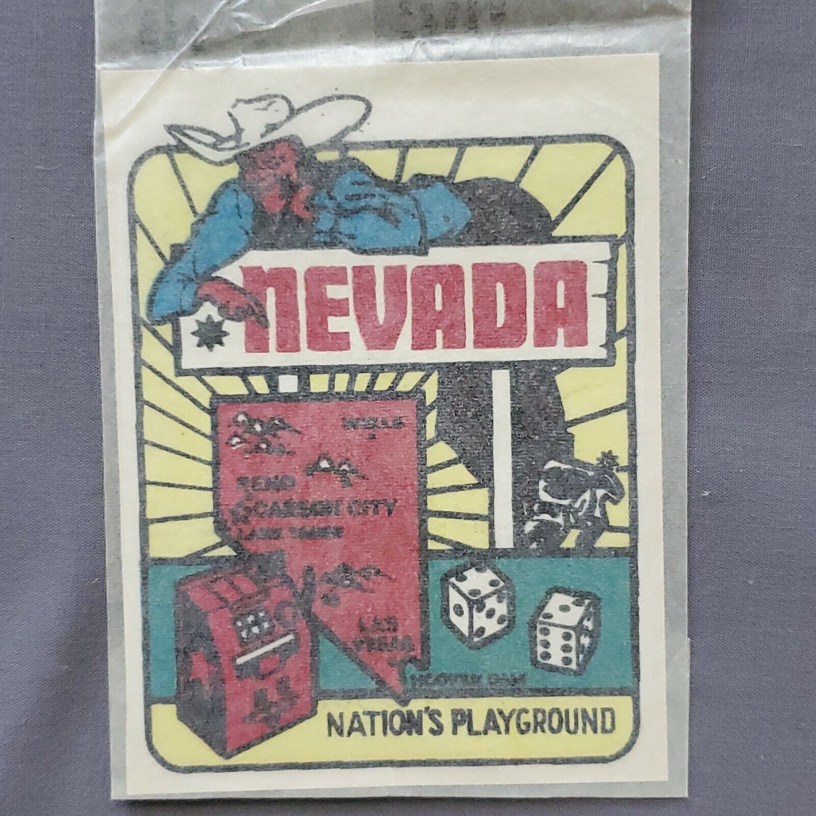 Vintage Nevada Souvenir Travel Decal Window Luggage 50s 60s Nations Playground