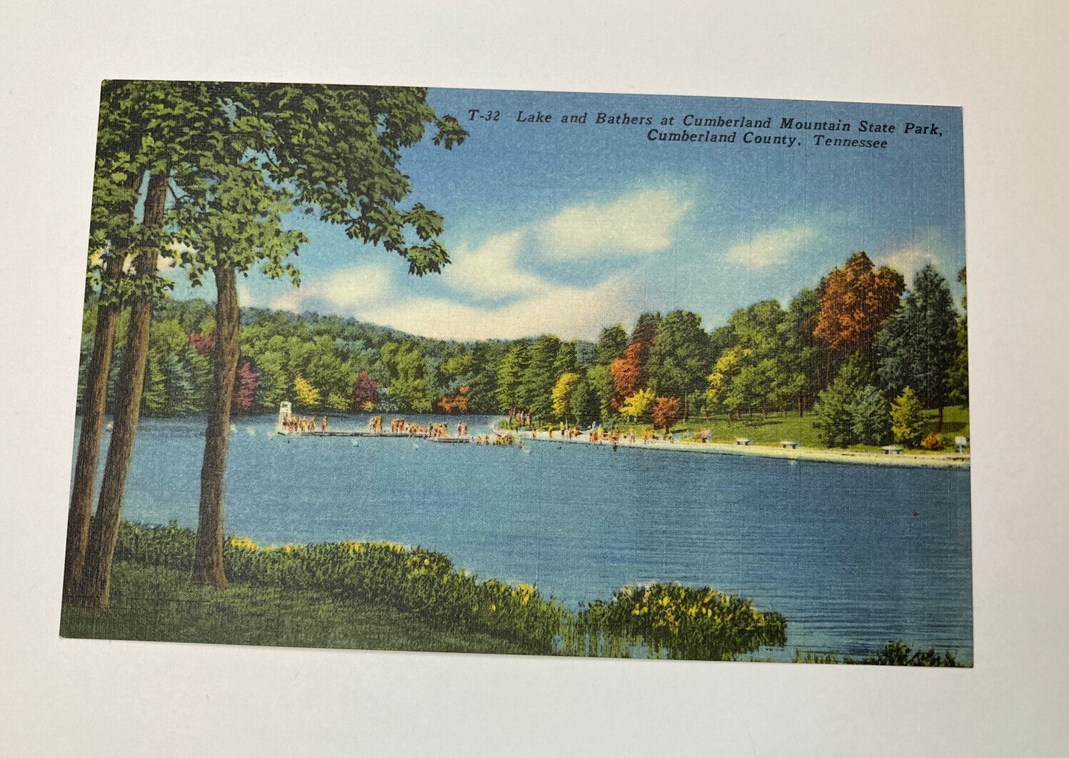 Lake & Bathers At Cumberland Mountain State Park Tennessee VINTAGE Postcard