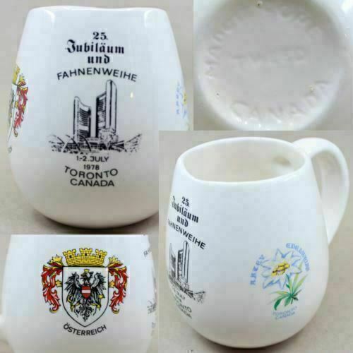 Toronto Austrian Vintage1978  Egg Mug Edelweiss FAHNENWEIHE Osterreich Jubilaum