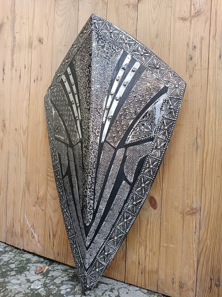 Medieval Black Knight Shield Cosplay LARP Display Templar Shield Kite Shield