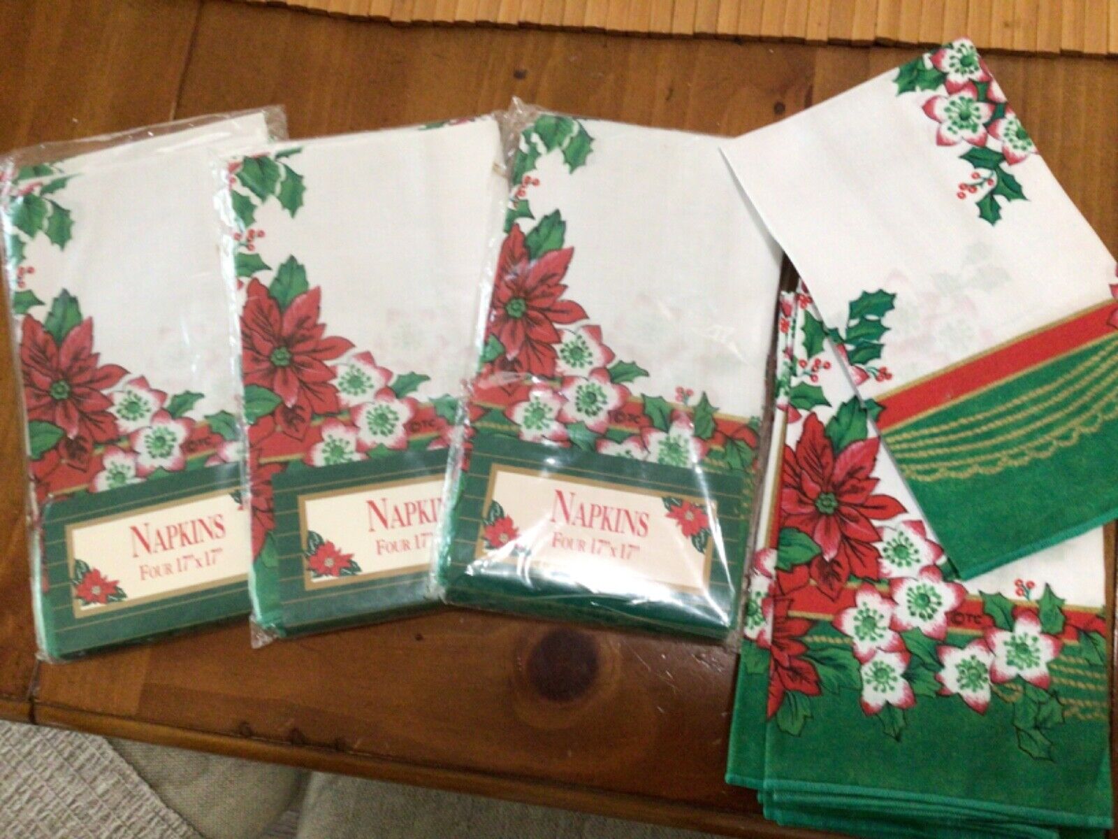 4-Sets of 4 Vintage Town and Country Christmas  Napkins, 17\