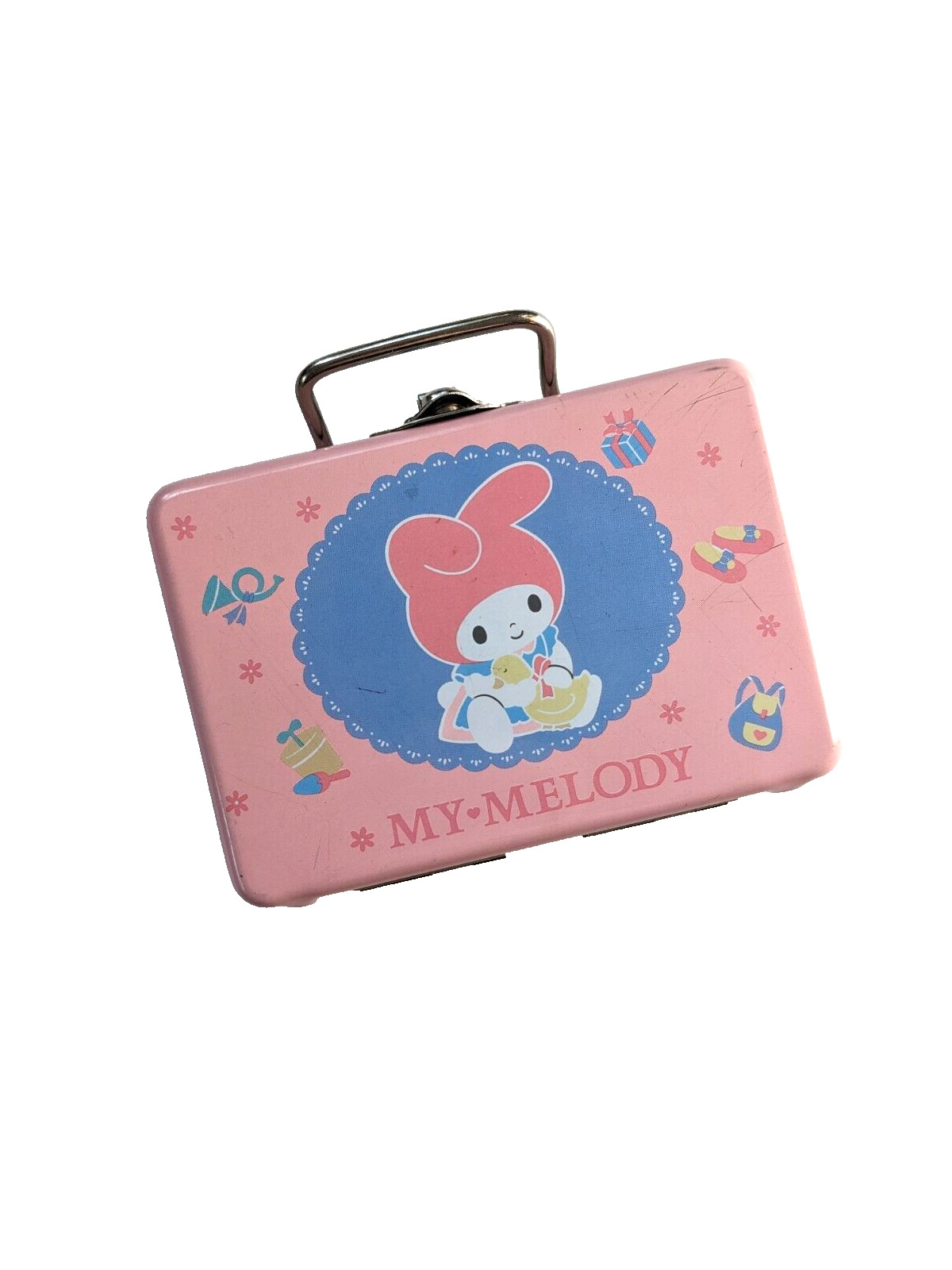 Vintage Sanrio My Melody 1976, 1989 Pink Tin Metal Mini Box Suitcase RARE Kawaii