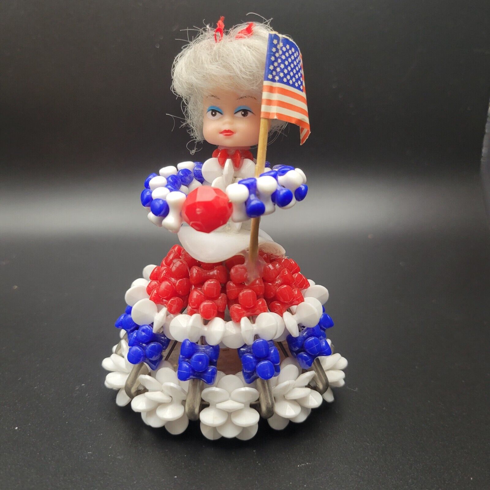 Vintage Folk Art Patriotic Safety Pin Doll