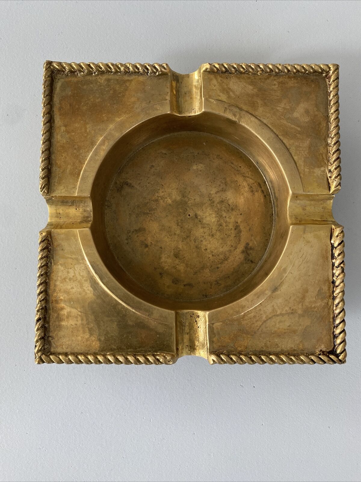 Vintage Solid Brass Square Astray 4.5” X 4.5” - Made In India