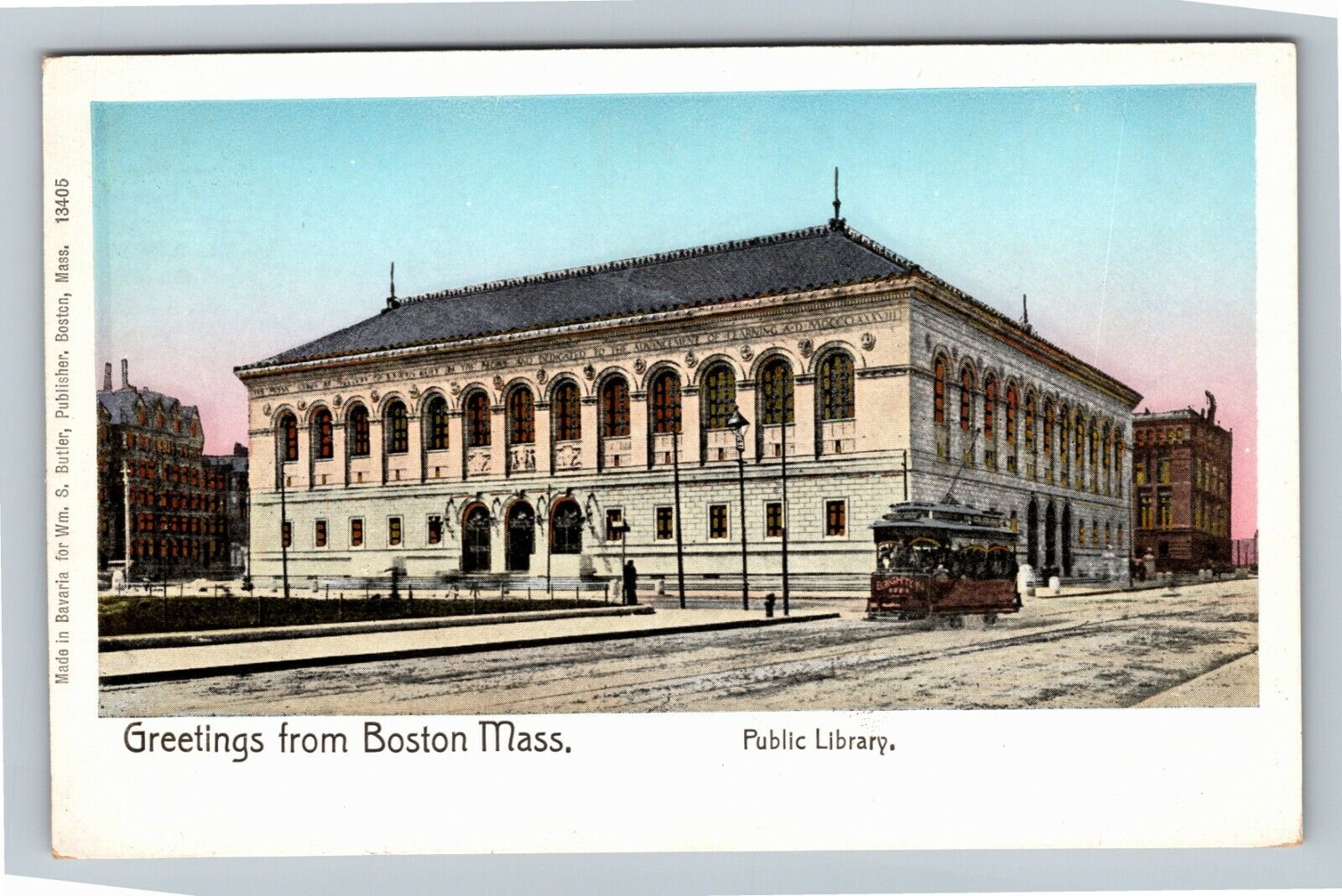 Boston MA-Massachusetts, Public Library, Copper Windows Vintage Postcard