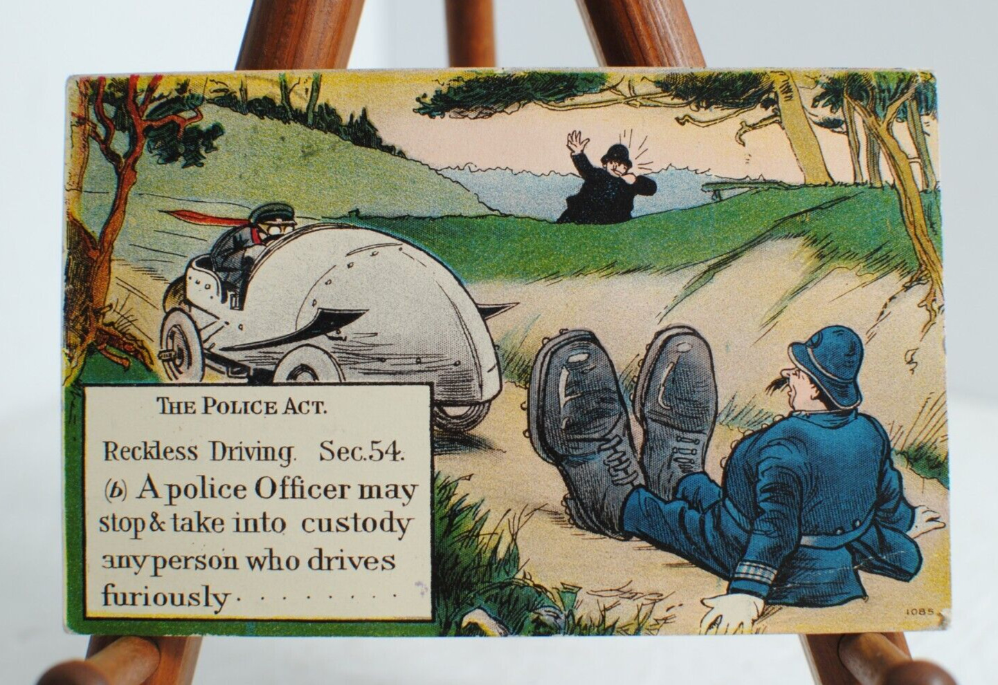 Antique Postcard 1910 Automobile Series No 2 The Police Act Reckless Driving