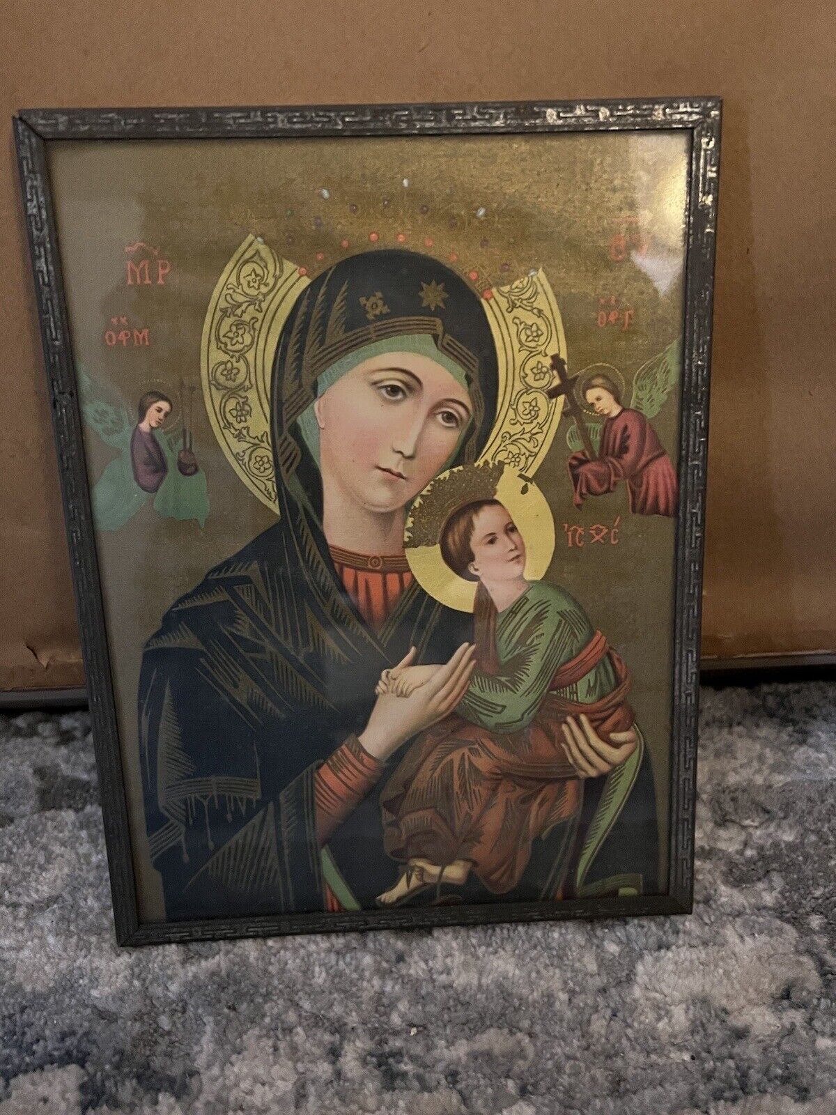 ~ beautiful Vintage Our Lady of Perpetual Help Virgin Mary - Original Frame