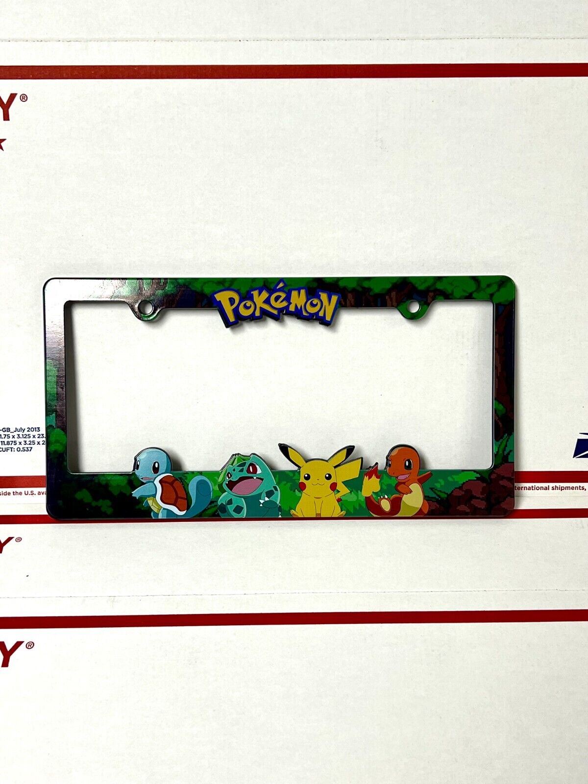 Pokemon License Plate Frame with Pikachu, Charmander, Squirtle, and Bulbasaur