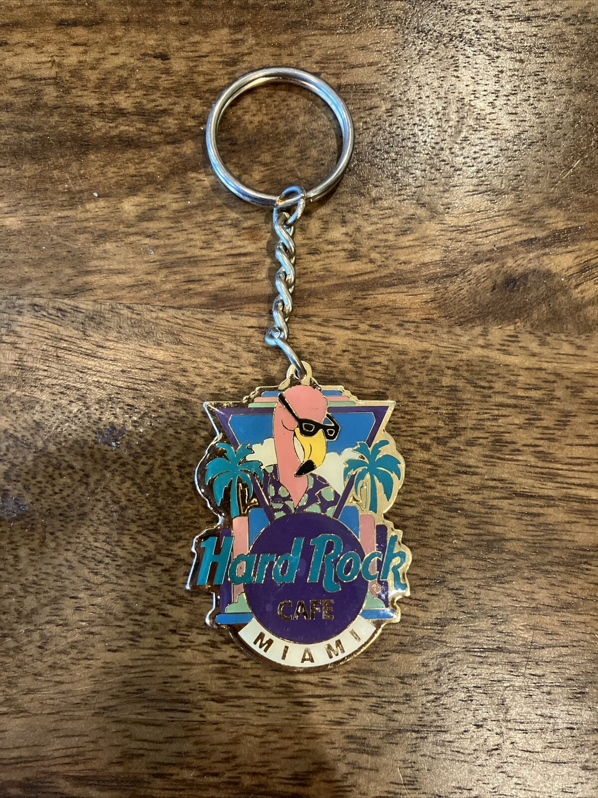 Hard Rock Cafe Miami Keychain Keyring Flamingo
