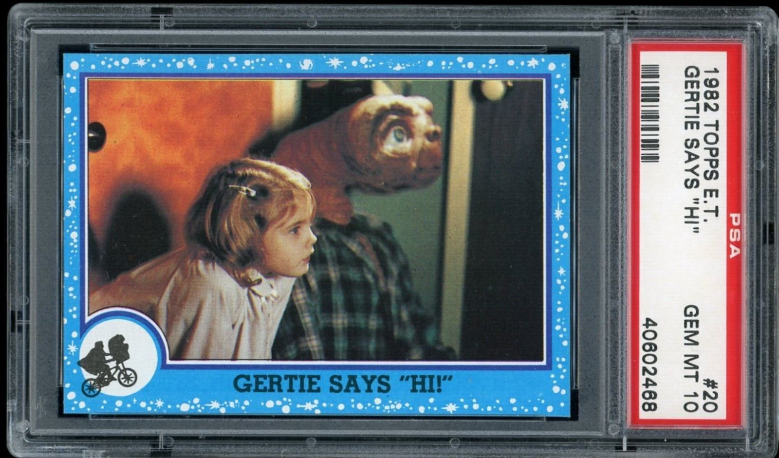 PSA 10 1982 Topps E.T. Drew Barrymore Rookie Card Topps ET The Extra Terrestrial