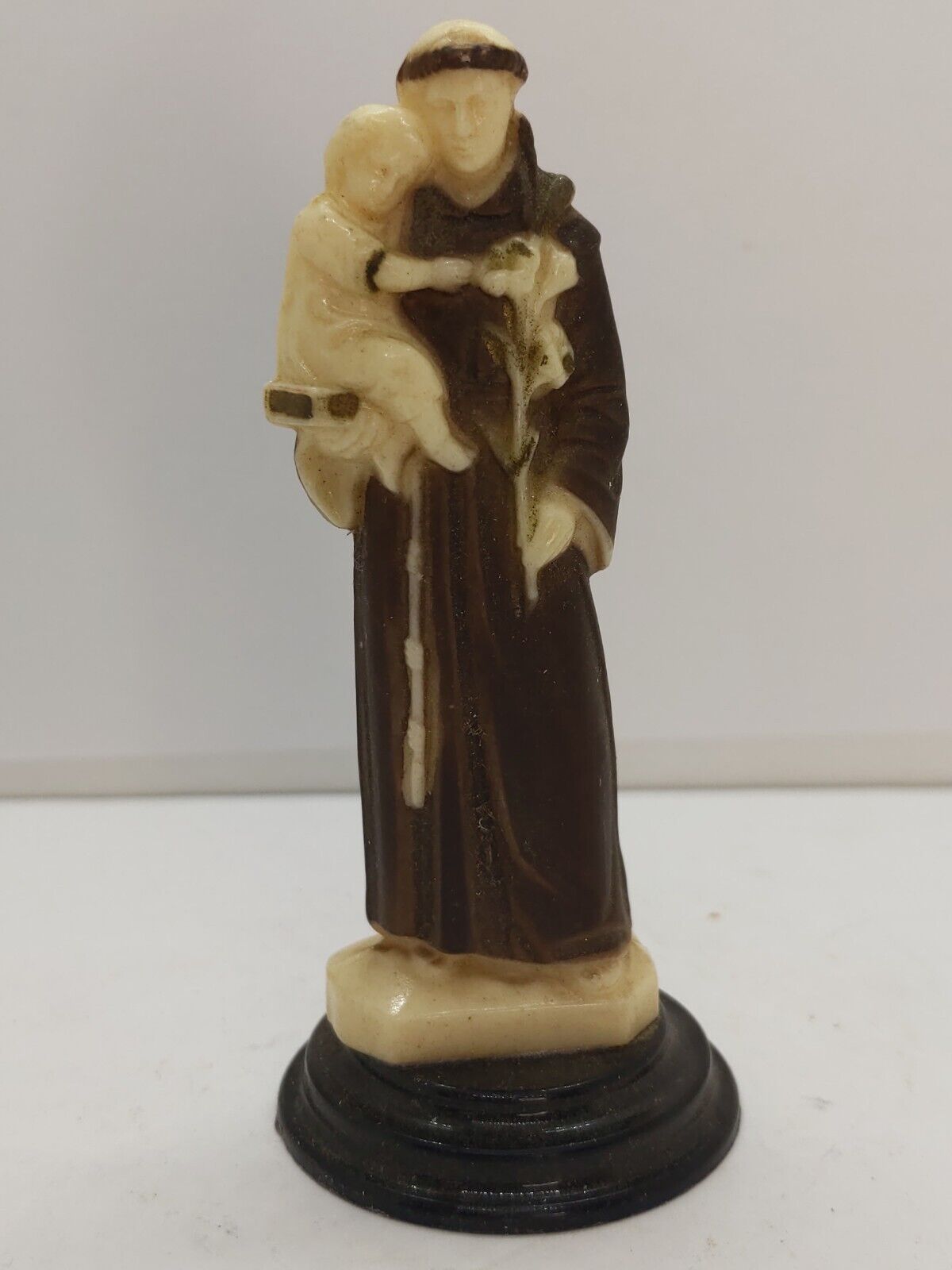 Vintage Saint Anthony Statue Figure Jesus Made Japan Patron Lost Mini Plastic 