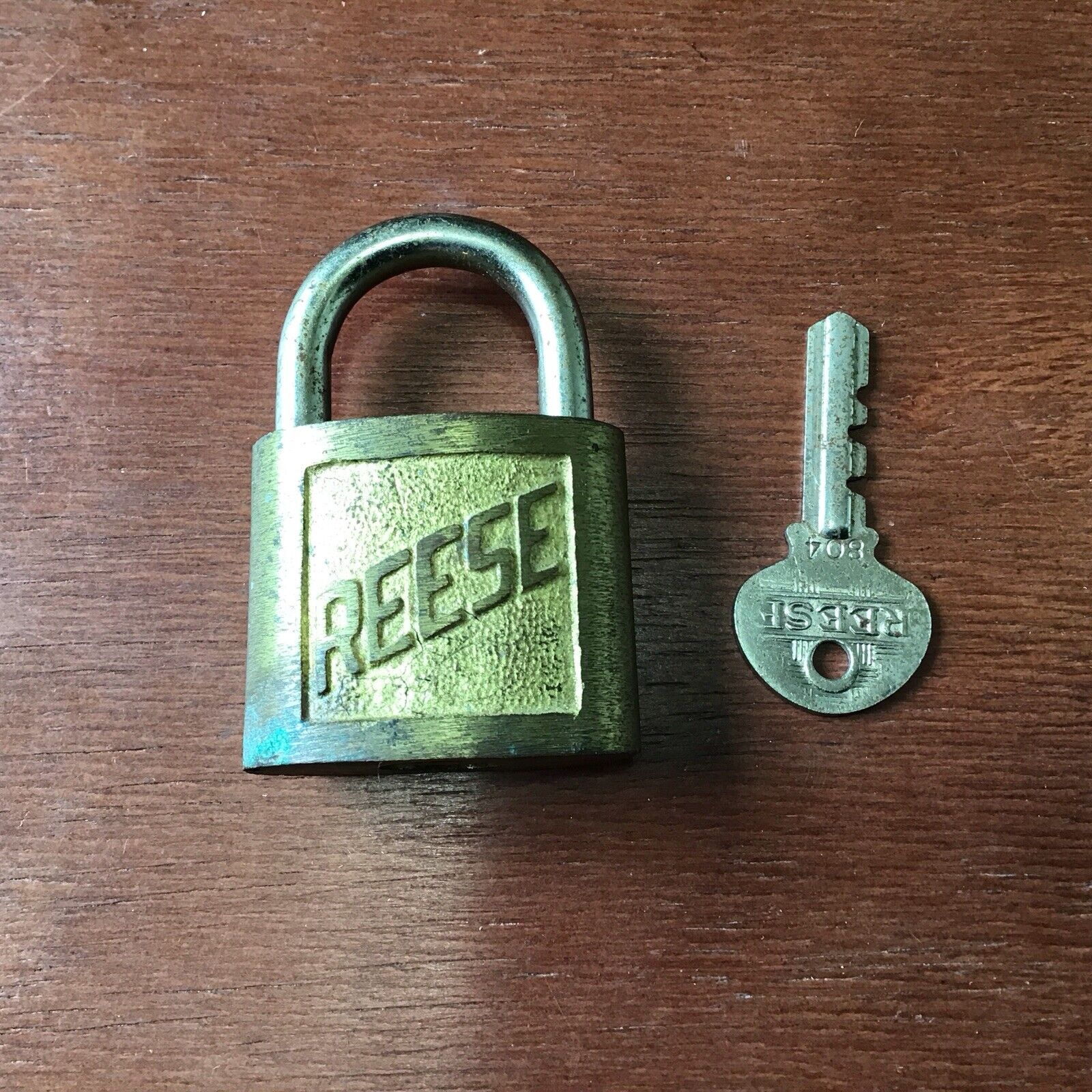 Vintage Reese Cylinder Brass Padlock with Original Key