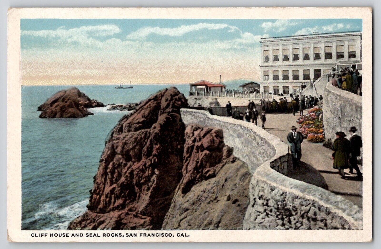 Cliff House and Seal Rocks San Francisco CA WB Postcard Pathway View c1920's