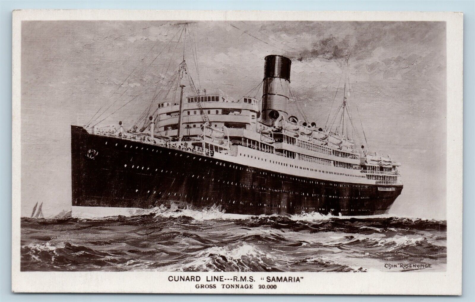 Postcard Cunard RMS SS Samaria Steamer Ship c1920s RPPC of Drawing V3