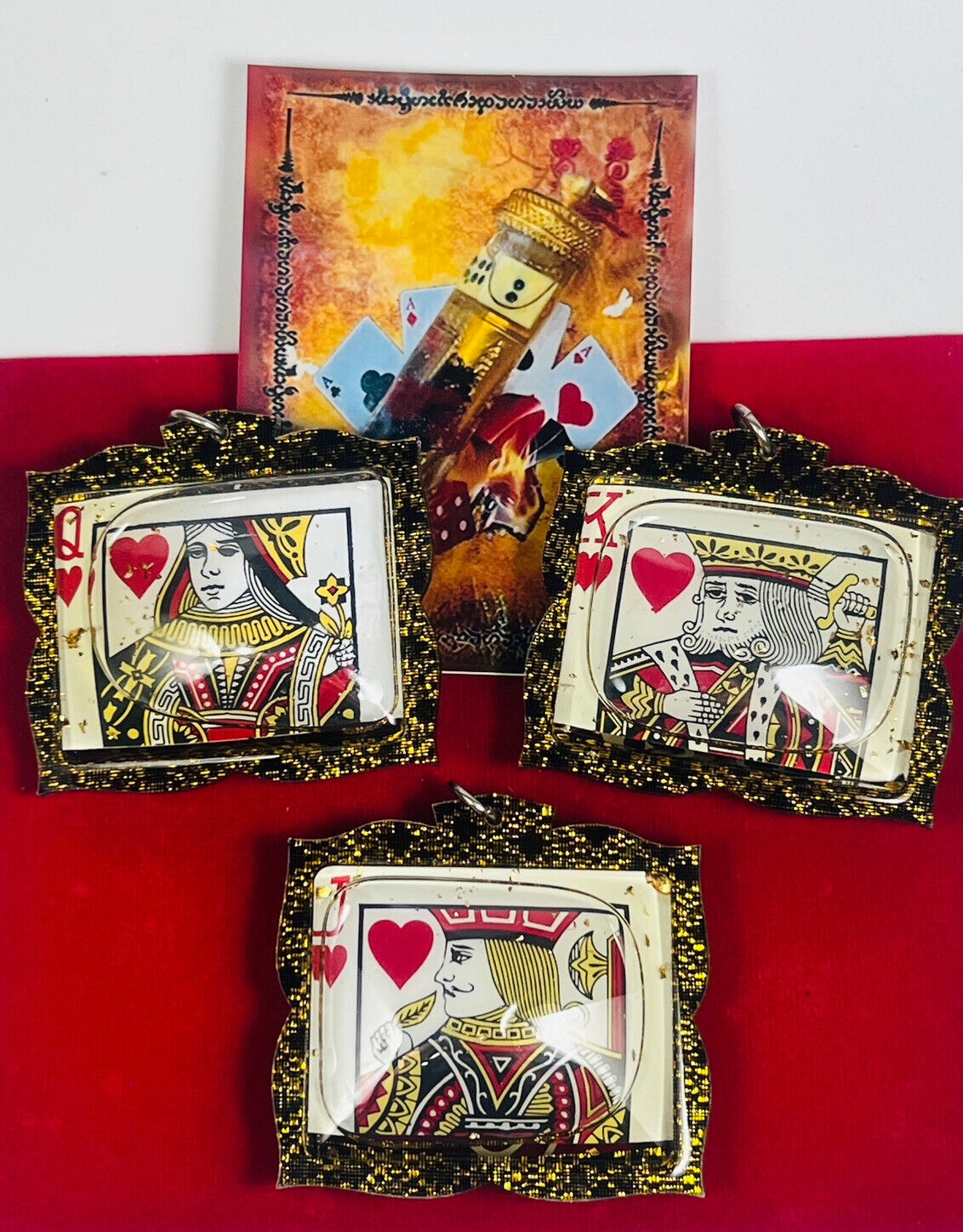 3PCS Winning Gambling Magic Card Locket Money Amulet Pendant Wealth Lucky Gamble