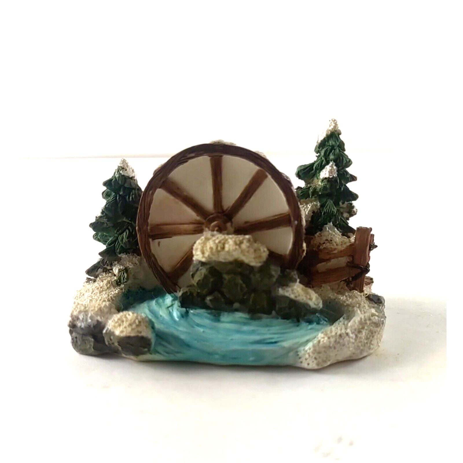 Water Wheel Christmas Figurine Statue Christmas Village