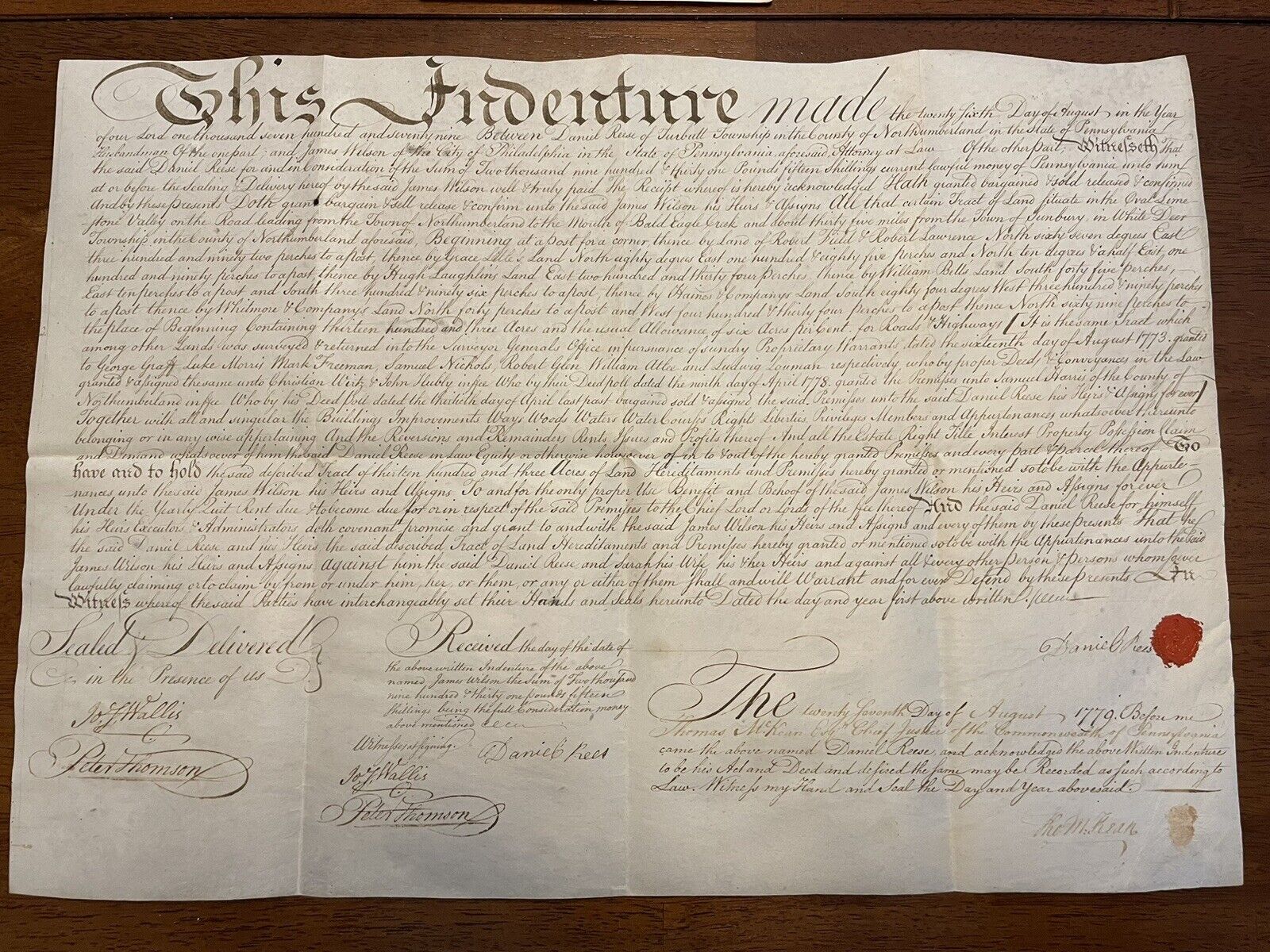 Declaration of Independence Signer Thomas McKean , Land Deed James Wilson 1779