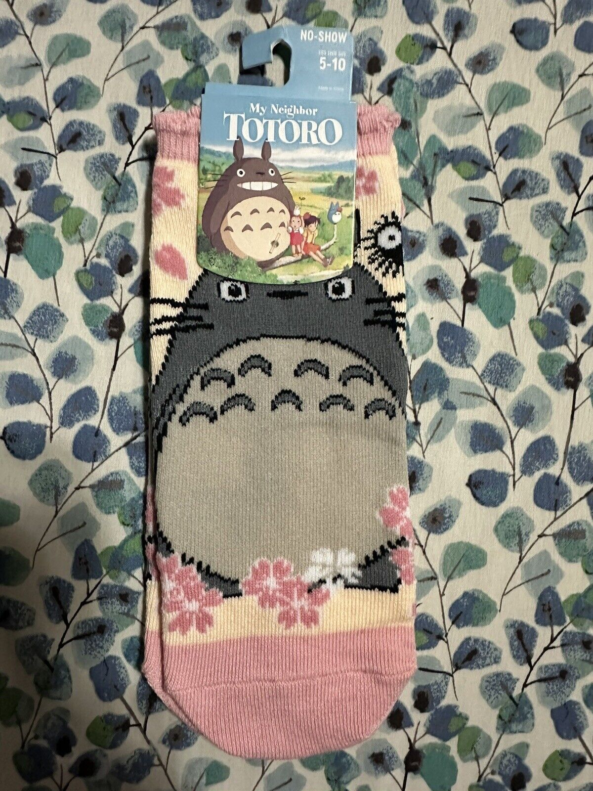 Studio Ghibli My Neighbor Totoro Pink Flowers No-Show Socks