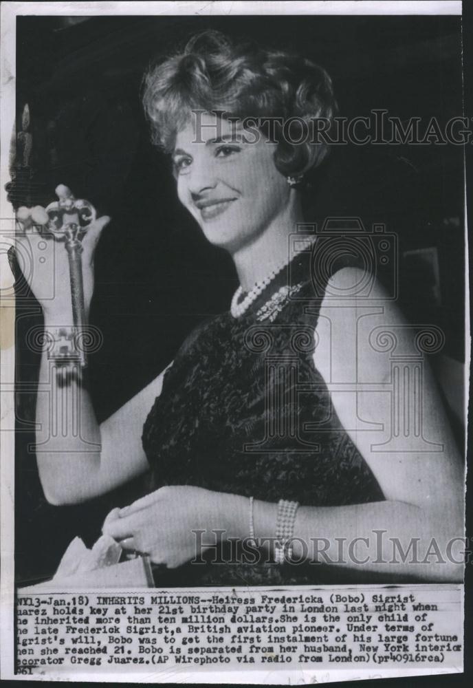 1961 Press Photo Heiress Frederika Sigrist Her 21st Birthday