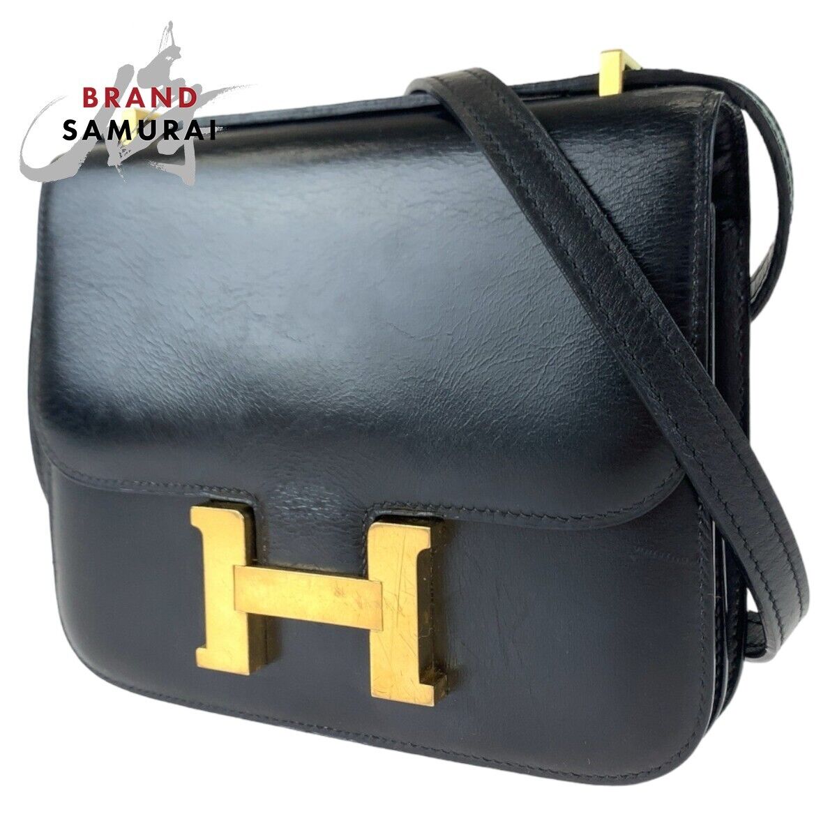 Hermes Vintage Constance 3 Mini 18 Black Gold Hardware Box Calf Shoulder Bag Cro