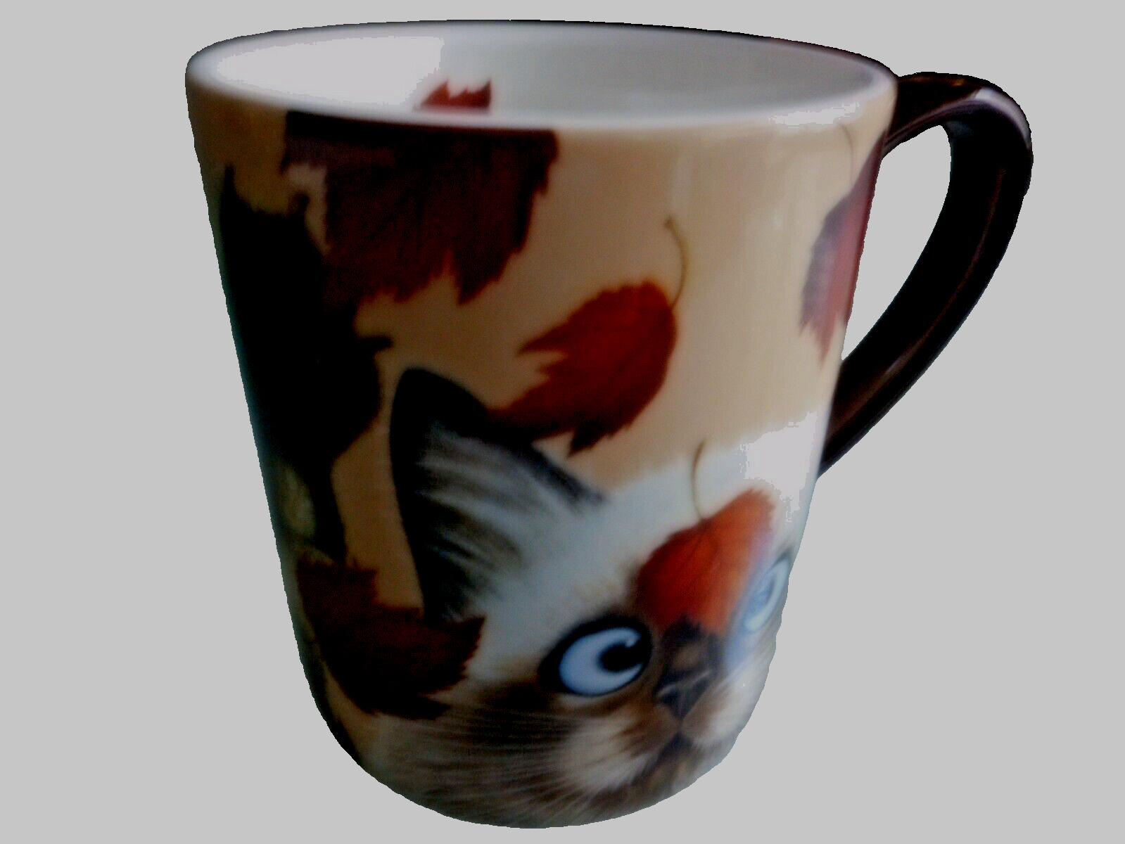 LANG Ceramic Coffee Mug Tea Cup Cat Autumn leaf Multi-color 14 oz