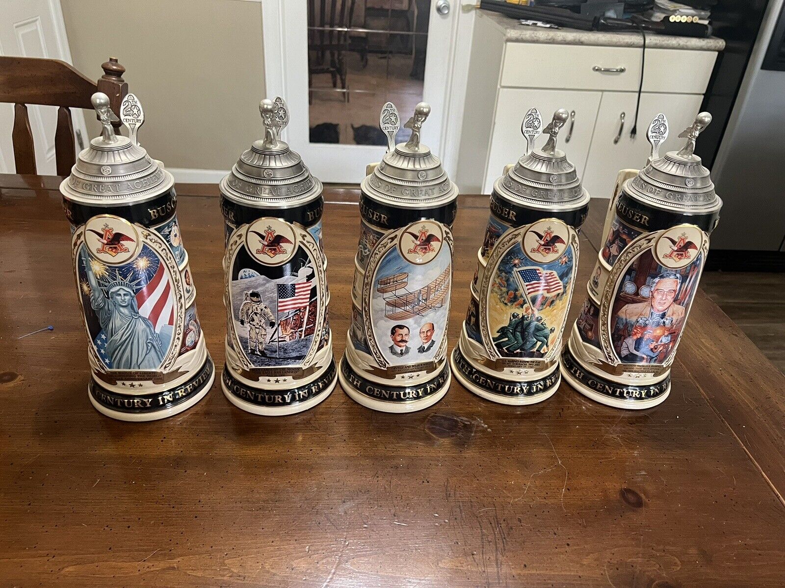 Set of 5 Anheuser-Busch 20th Century In Review Series Steins