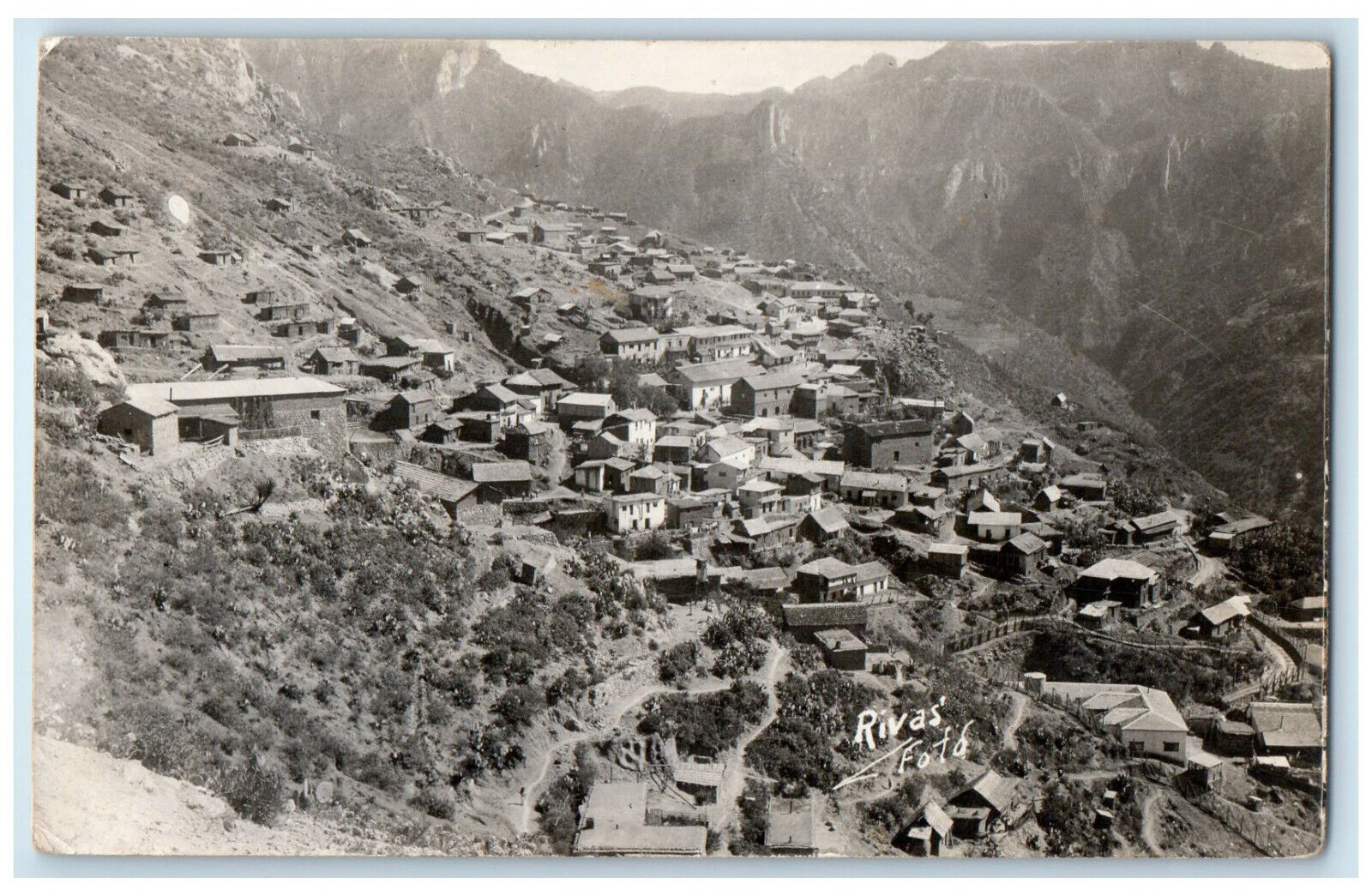 Andean Village South America RPPC Photo Postcard Buildings Rivas Photo