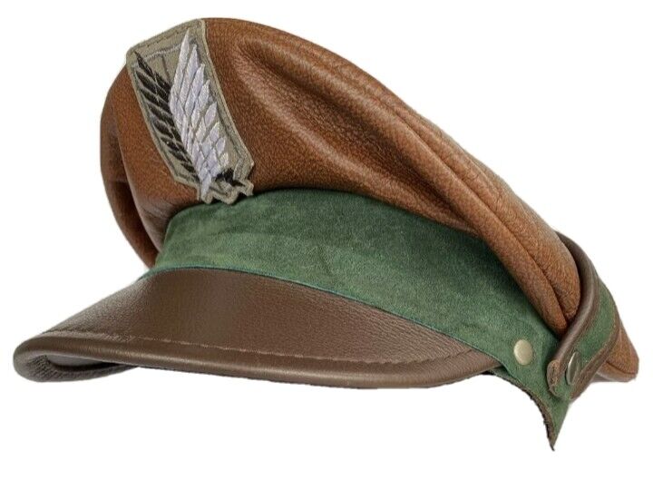 Cosplay Attack on Titan Leather Suede Military Officers Crusher Visor Hat Cap