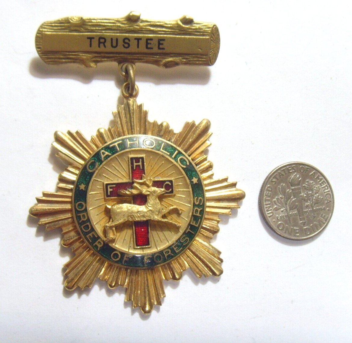 1920s Antique Catholic order of Foresters past Trustee Large medal FC1151