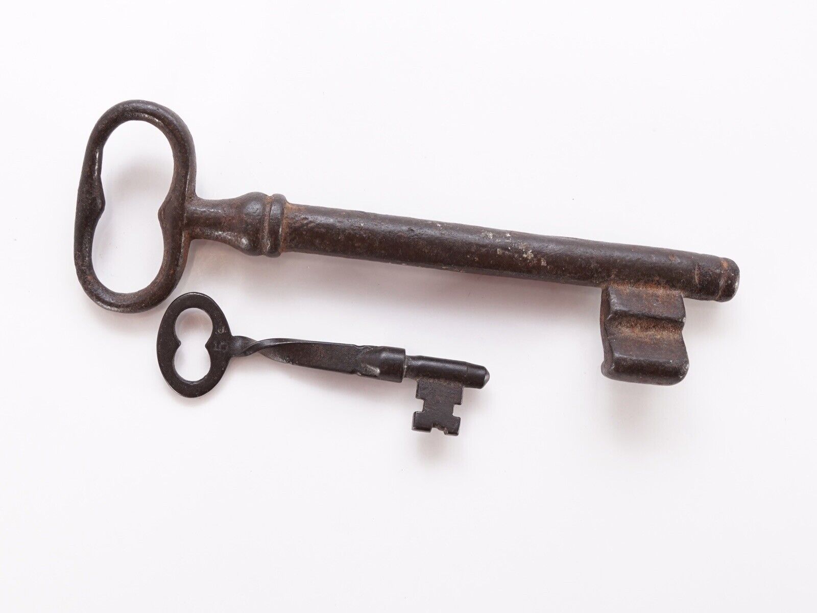 2 Vintage Antique Skeleton Keys Solid Core Metal Decorative Key