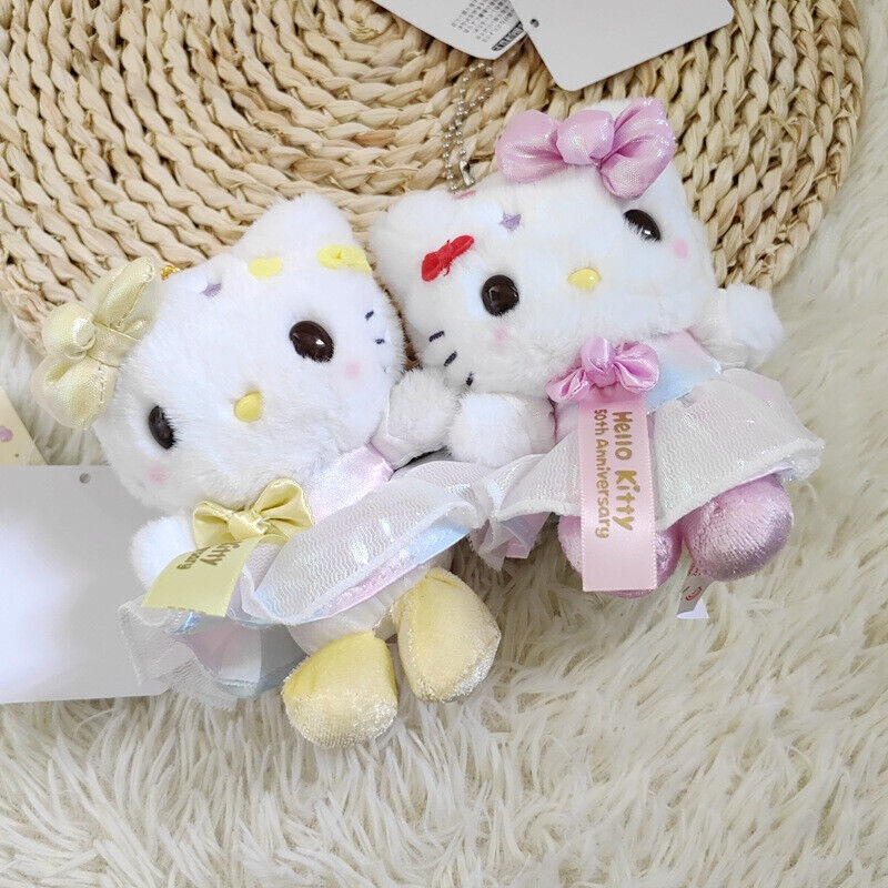NEW 2pcs/set Cute Girl\'s Birthday Gift Hello Kitty Bow Doll Toy Plushie Pendant