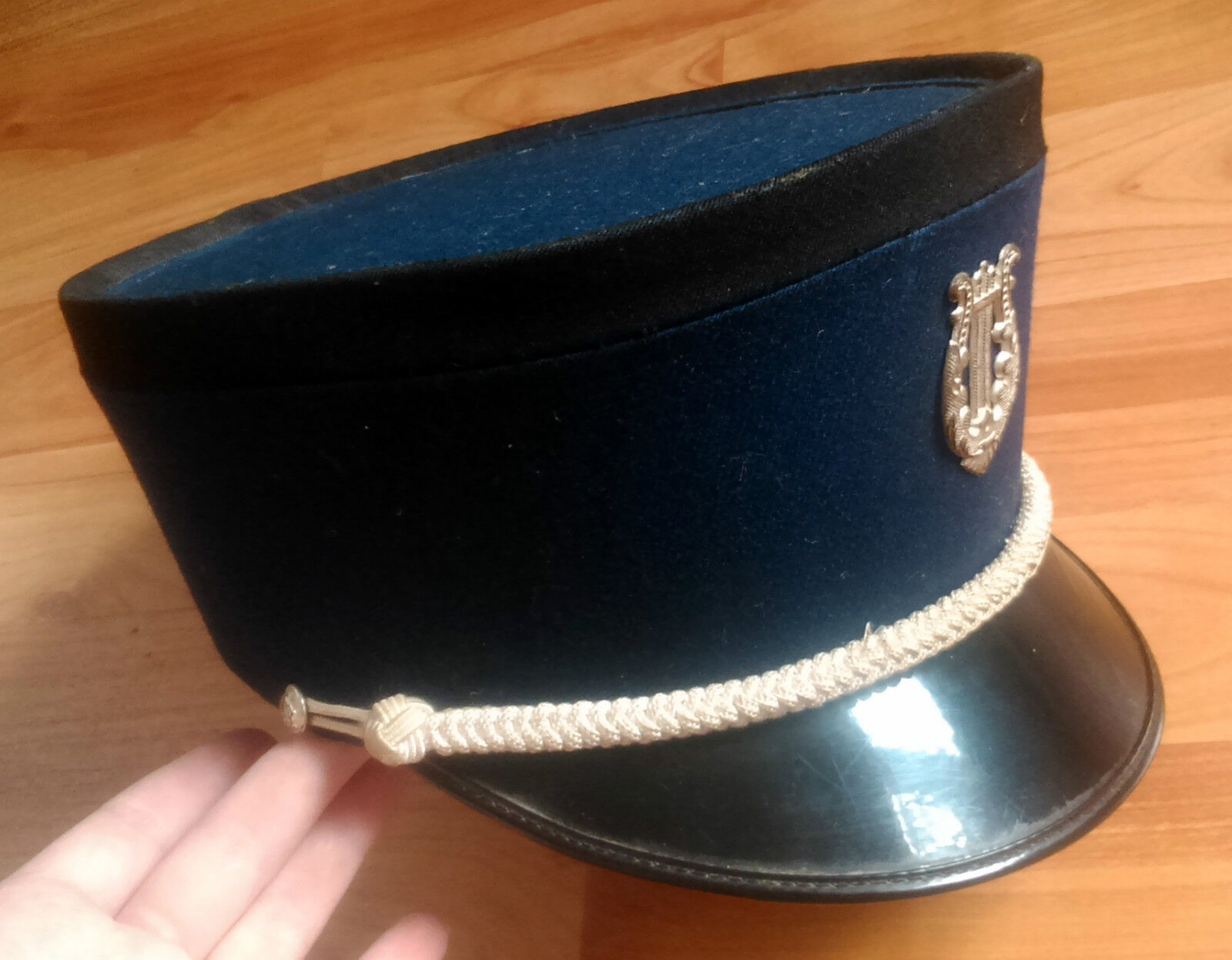 Original vintage Swiss army military kepi hat uniform lire music emblem fanfare