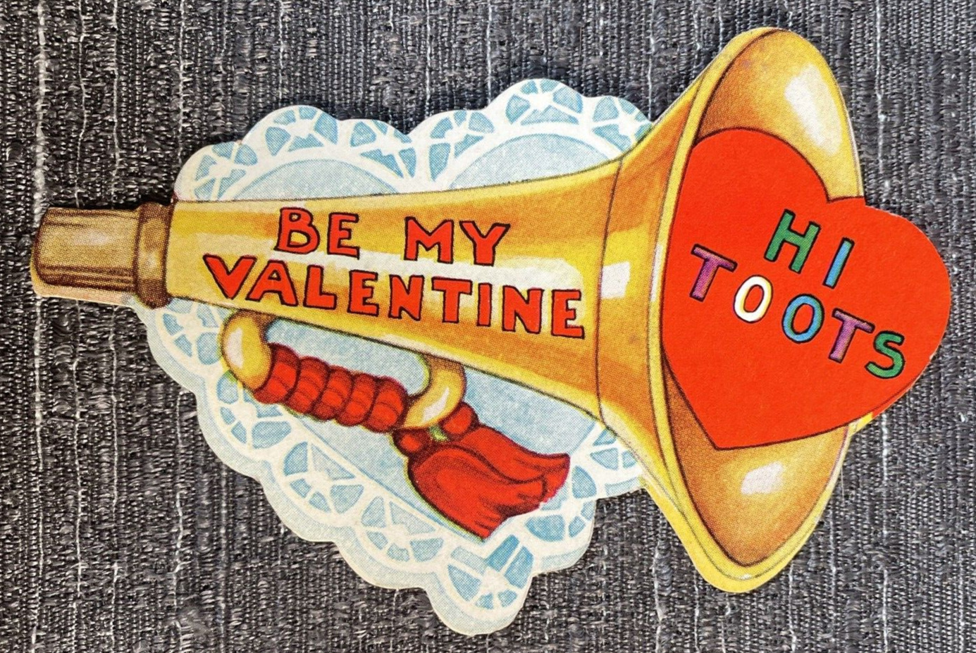 Vintage Valentine Card Americard Hi Toots Be My Horn Band Player