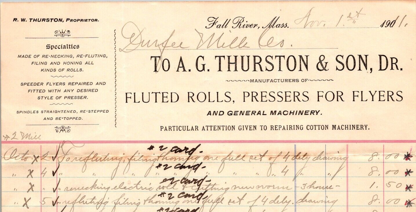 ANTIQUE 1911 A G THURSTON SON FLUTED ROLLS PRESSERS FOR FLYERS COTTON MACHINERY