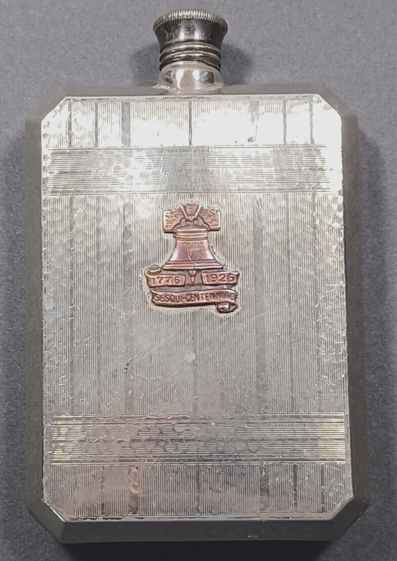 Antique Pass & Stow Sesqui-Centennial Silver ? Flask 1776-1926 Art Deco