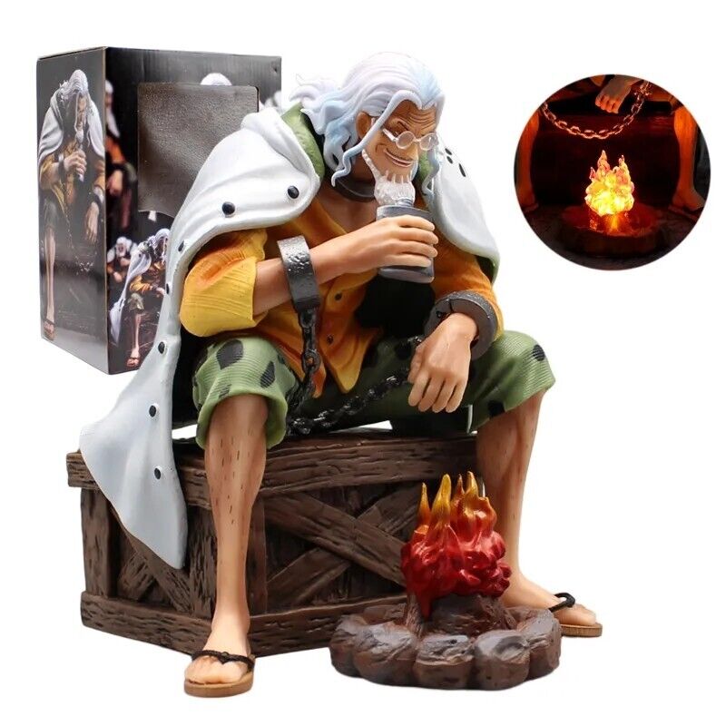 One Piece Silvers Rayleigh Figure 16cm Gk Anime LED Lamp Collectible Decoration