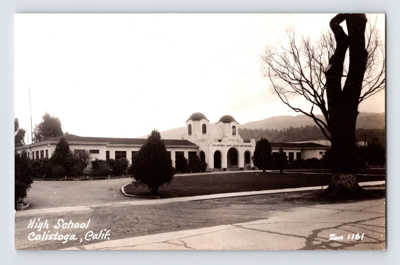 Postcard RPPC California Calistoga CA High School 1940s EKC Zan Stark 1161